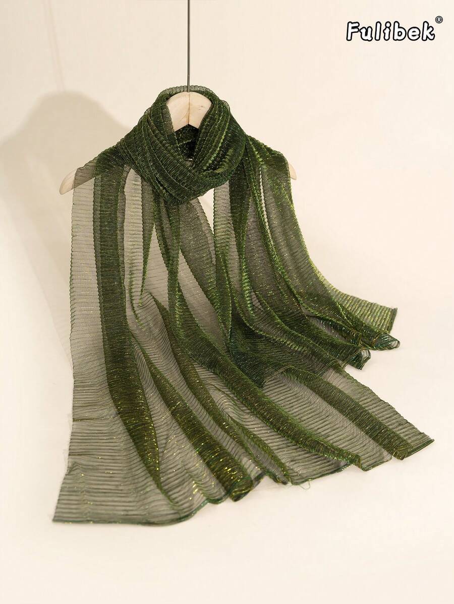 1 pieza Pañuelo de satén de poliéster de unicolor, chal suave - Verde militar - Ver 1