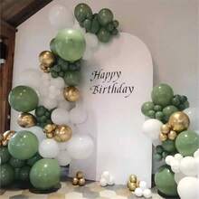 104 piezas Kit de arco de globos verde y rosa, set de guirnalda de globos de cumpleaños verde, rosa y albaricoque de 5, 10 y 18 pulgadas para decoración de fiestas, bodas y aniversarios - Ver 8