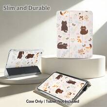 Colorful Painted Tablet Protective Case, With Cat, Floral And Butterfly Patterns, Foldable Stand, Compatible With Honor Pad 8/9/10, Honor GT 11.5inch/X7/X8A/X9/X8Pro/X9Pro/V9/V8 Pro, Matepad 11 Inch 2023/2022, Apple 10th Gen/ 11 2025 (A16), A9/A9+/A11/S11/S10 FE+, Auto Wake/Sleep, Built-In Pen Slot, Tri-Fold Stand - Perfect Daily Protection, Great Gift For Holidays - Multicolor - View 3