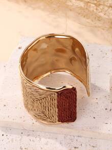 1 pieza Brazalete ancho ajustable de estilo bohemio retro y de moda, hecho a mano con patrón rectangular y contraste de colores tejido, diseño exclusivo, adecuado para vacaciones, fiestas, mercados y atuendos diarios - Multicolor - Ver 7