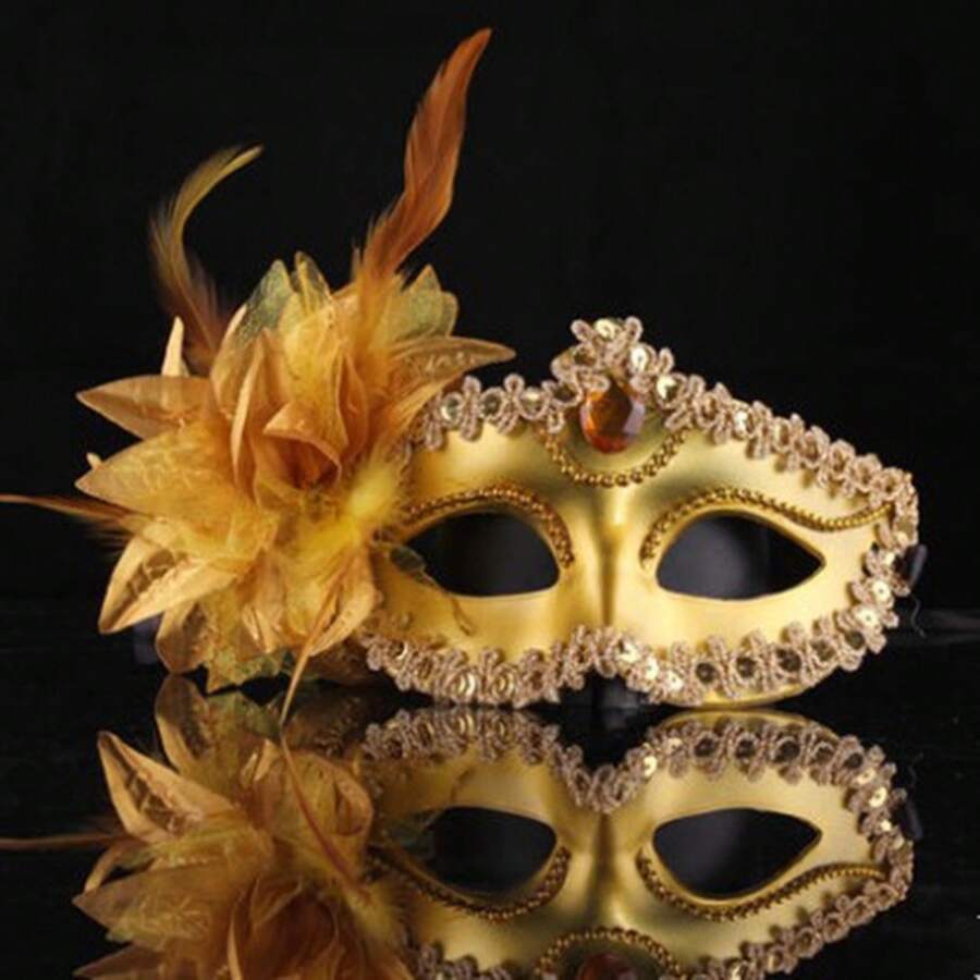 Halloween Half-Face Masquerade Ball Lily Flower Performance Party Princess Floral Women - 白色_請諮詢客服 - 查看 1