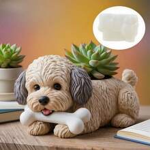 1 khuôn silicon hình chú chó con dễ thương dùng để tạo hình chậu cây mọng nước, chậu hoa hình xương chó cắn, khuôn làm chậu hoa bằng nhựa, khuôn làm chậu hoa bằng xi măng, bê tông, đồ thủ công mỹ nghệ, quà tặng trang trí - A - Xem 6