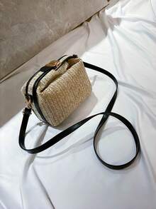 夏季编织手提包，休闲女士手提包，单肩斜挎包，沙滩必备，时尚夏季度假包，女士沙滩必备单品，假日编织包，编织包，春夏小包，新款韩版百搭斜挎包，简约清新编织单肩手提包，单肩包 - 彩色 - 查看 10