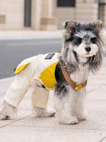 Quần áo thú cưng, trang phục cho chó, quần áo thường ngày cho thú cưng bốn chân, trang phục cho mèo, bộ đồ thoáng khí in họa tiết, quần yếm cho chó, quần yếm động, quần kiểu Anh cho thú cưng bốn chân - Màu be - Xem 4