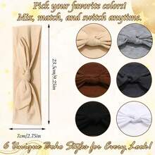 6pcs Bowknot Headbands, Women Bohemian Headwraps, Non-Slip Elastic Yoga Hair Bands, Sports Hair Accessories, Solid Color Cute Polyester,Festival,Party - Multicolor - View 4