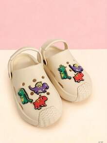 1双春夏新款婴儿恐龙卡通装饰可爱软底舒适EVA两穿儿童凉鞋、沙滩鞋、拖鞋、幼儿学步鞋，适合所有季节 - 杏色 - 查看 3