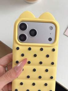 Ốp lưng điện thoại Creatived 3D Dot Kt Design cho iPhone 17 16 15 14 13 Pro Max, chất liệu silicon mềm mại bảo vệ da. - Màu vàng - Xem 2