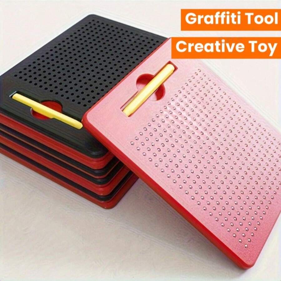 1pc Portable Magnetic Drawing Board In Red, Green, Blue, Black, With Smooth Steel Balls, Suitable For Digital Writing, Back To School, Birthday, Holiday Gifts