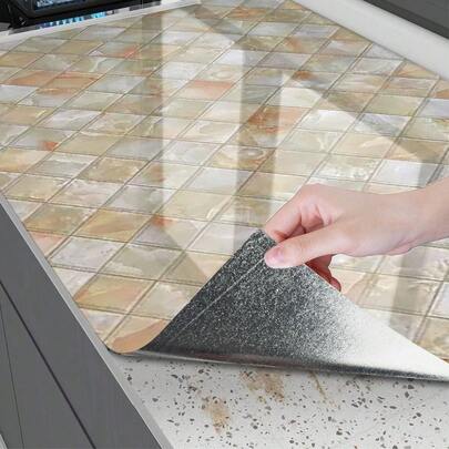 ucdfi 1 Roll Rhombus Marble Pattern Wallpaper, Waterproof Oil-Proof Self-Adhesive Wall Paper, Room Decor Oil-Proof Sticker, Kitchen Decor Wallpaper, Bathroom Wall Decor, Kitchen Cabinet Countertop Furniture Renovation Sticker
