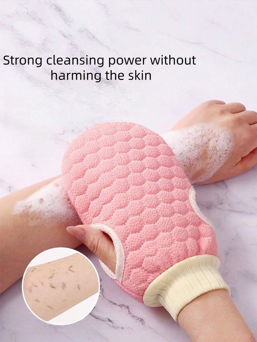 1pc Double-Sided Exfoliating Bath Glove, Featuring Honeycomb Elastic Design, Soft & Smooth Texture, Gentle Cleansing & Exfoliation Without Skin Irritation, Comfortable Non-Slip Bathing Experience. - Multicolor - View 1