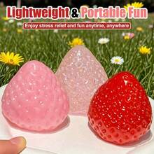 1pc Large Pink Sensory Vibrating Strawberry, Handmade To Help Relieve Stress. DIY New Transparent Pink Strawberry Cream Decor, Suitable For Easter Basket Filler, Party Favor, Valentine's Day Gift (Random Color) - Multicolor - View 9