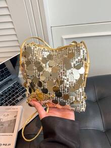 2026 New Arrival Sequin Mini Shoulder Bag, Unique Design Chic Crossbody Bag, Versatile - Gold - View 5