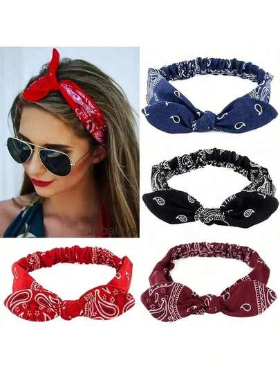 1pc Women's Soft Solid Color Printed Headband, Retro Criss-Cross Elastic Headband, Headscarves, Hair Accessories For Girls