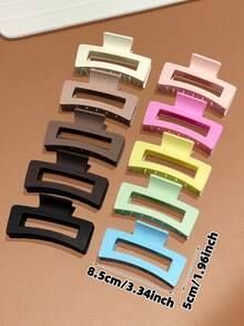 2/3/5/10pcs Fashion Square Medium Hair Clips In Coffee & Spring Colors, Elegant Minimalist Design, Suitable For Daily Wear, Work And Home, Women Hair Accessories, Recommended Gift Summer Beach Claw Clips Vacay Hair Claws - Multicolor - View 6