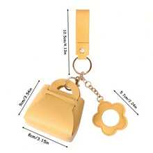 Portamonete a forma di mini borsa personalizzato con incisione, portachiavi in pelle PU personalizzato con nome/testo, custodia a specchio a forma di fiore carina per monete e piccoli oggetti, regalo ideale per ragazze, bambini e compleanni - Multicolore - Visualizzare 10