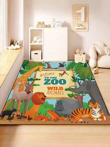 1pc Whimsical Outer Space Themed Area Rug, Jungle Animal Pattern Decorative Carpet, Suitable For Reading Nook, Bedroom Decor, Small Rug, Carpet, Home Decor, Living Room Rug, Bedroom Rug, Washable Outdoor Rug - Multicolor - View 2