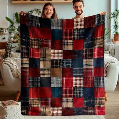 Soft, Warm And Comfortable Retro Buffalo Plaid Flannel Blanket - Suitable For Sofa, Bed, Office And Travel - Perfect Christmas Or Birthday Gift