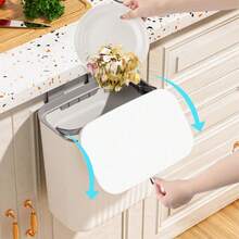 7L/9L Wall-Mounted Kitchen Trash Can - Space-Saving Hanging Garbage Bin, Suitable For Kitchen & Bathroom, Durable Plastic Construction, Easy To Clean, White - View 3