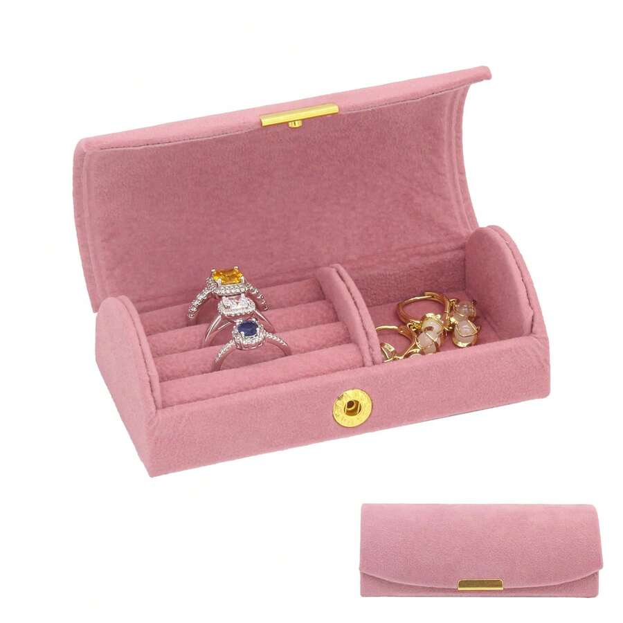 Mini Jewelry Box, Compact Travel Jewelry Box, Women's Portable Travel Jewelry Storage Box, Rings & Earrings - Multicolor - View 1