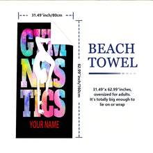 1pc Custom Name Artistic Gymnastics Beach Towel - 100% Polyester Contemporary Printed Design, Oblong Shape For Yoga, Travel, Swimming, Beach, Fitness, Camping - Perfect Gift For Friends & Family, Personalized Beach Towel, Yoga Mat, Vibrant Print, Soft Texture, Yoga Practitioners, Durable Material, Fitness Enthusiasts - 31.5 英寸 - 62.99 英寸 - 查看 1