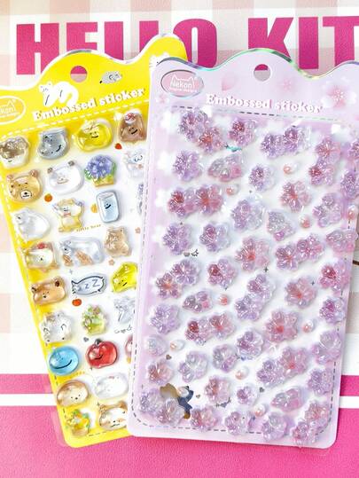 3D卡通浮雕贴纸，趣味儿童装饰贴纸，防水透明水晶贴纸，DIY贴纸材料。装饰贴纸礼品。家居装饰、派对装饰、生日礼物、各种节日礼物，时尚单品。DIY。送给朋友或伴侣的礼物。