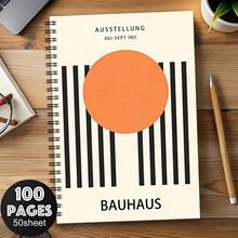 1pc A5 Spiral Bound Notebook, Bauhaus Style Striped Art Notebook, Spiral Coil Notebook, University Grid Notebook, Hardcover Journal Diary, Suitable For Travel, Daily Writing, Office, Record Keeping, Wonderful Gift For Family And Friends - A5 - View 10
