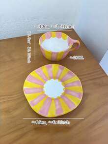 Bộ tách trà, tách sữa, tách cà phê và đĩa lót bằng gốm tráng men vẽ tay không đối xứng, chất lượng cao, dùng để uống trà, nước và các loại đồ uống khác. - Nhiều màu - Xem 7