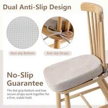 Cojines de silla en forma de D para sillas de comedor almohadillas para orejas de silla de 2.5 pulgadas de grosor con funda lavable y cómoda cojines antideslizantes para sillas de cocina con - Beis - Ver 4