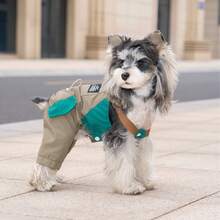 Quần áo thú cưng, trang phục cho chó, quần áo thường ngày cho thú cưng bốn chân, trang phục cho mèo, bộ đồ thoáng khí in họa tiết, quần yếm cho chó, quần yếm động, quần kiểu Anh cho thú cưng bốn chân - Màu be - Xem 6