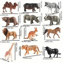 12pcs/Set Large Size Realistic Wild Animal Plastic Figurines, Including Lion, Horse, Kangaroo, Tiger, Giraffe, Cow, Camel, Hippopotamus, Wolf, Brown Bear, Elephant, Rhinoceros, For Desktop Decor, Cake Decoration, Children's Early Education Animal Model - Multicolor - View 6
