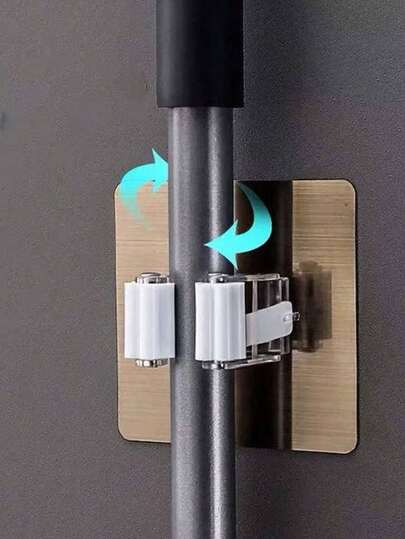 2/4/6/8个装白色壁挂式强力粘钩，拖把扫帚固定夹，适用于浴室和厨房