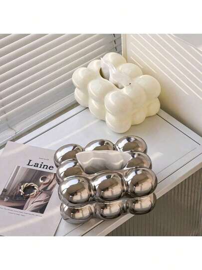 1pc Creative Luxury Ceramic Tissue Box, Home Living Room Bedroom Desktop High-End Tissue Paper Storage Box Decor, Housewarming Gift