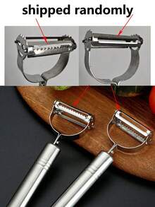 1个不锈钢削皮器，蔬菜切片器，厨房必备工具，轻松削皮切片水果蔬菜 - 彩色 - 查看 2