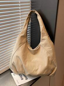 新款韩版褶皱大容量纯色面料休闲百搭通勤单肩包，可折叠轻便简约大学生书包，瑜伽健身手提包（女士款） - 彩色 - 查看 18