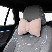 1pc Car Headrest Neck Pillow Plush Bow Headrest Car Pillow Car Seat Cushion - Plush - View 6