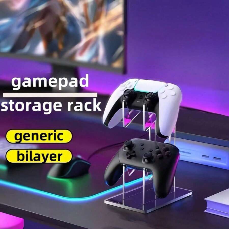 1 Set Transparent Acrylic Headphone Hanger Detachable Desktop Storage Rack Holder For Phone, Switch, PS Game Controller Back To School Desktop Accessory - View 1