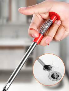 1pc 4-Claw Pipe Drain Cleaner, Flexible Manual Grab-Type Drain Unclogger, Manual Hair Removal Toilet Clog Remover, Garbage Clip, 4-Claw Pipe Drain Unclogging Tool, Bathroom Drain Toilet Cleaning Tool, Clog Removal, Household Small Tool - Multicolor - View 2