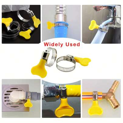 2/10 pièces Colliers de serrage en plastique jaune, matériel industriel en métal durable, conception pré-assemblée - convient pour l'automobile, les appareils électroménagers, le jardinage, la maintenance et la décoration ! Fournitures et outils de jardinage attrayants !