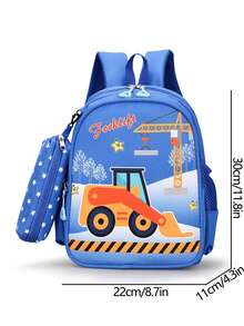 New Fashion Cartoon Backpack With Small Pouch - Blue - View 7