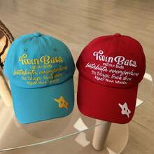 Kawaii Star Patch Washed Cotton Baseball Cap, Y2K Letter Embroidery Adjustable Sun Hat For Women Men Streetwear - A - View 7