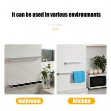 Juego de accesorios de baño, cepillo de inodoro de material de silicona de lujo transpirable, estante para zapatillas, toallero, jabonera, organizador triangular, estante de almacenamiento rectangular, solución todo en uno, instalación sin taladrar - 296-Gris - Ver 5