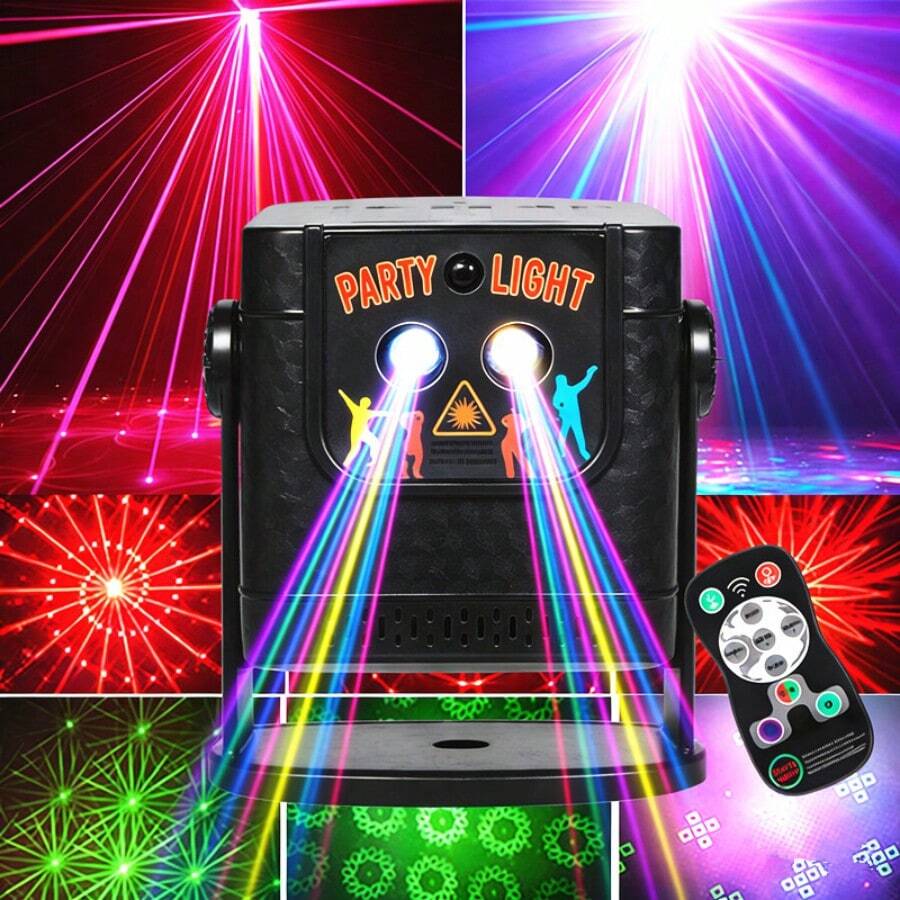 60 Patterns Mini Strobe Light Projector, Portable Disco Ball Lights, Sound Activated Remote Control, Suitable For KTV, Karaoke, Home Party, Camping, Holidays, Birthday, Dance Performance And Atmosphere Lighting