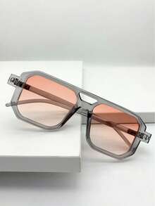 1副女士双梁方形镜框简约优雅沙滩配饰时尚装饰眼镜 - 彩色 - 查看 6