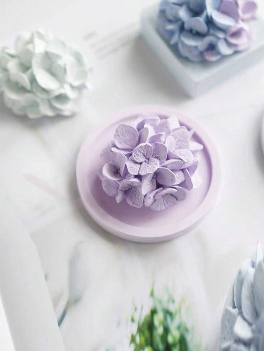 1个3D绣球花造型硅胶蜡烛模具，DIY环氧树脂香石石膏硅胶模具 - A-白色 - 查看 1