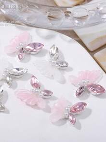 10pcs Handmade Crystal Butterfly Nail Art Decorations, Transparent Crystal Butterfly Nail Gems, Rhinestone Glitter Nail Jewelry, Minimalist Cute Nail Accessories, 3D Butterfly Fake Nail Decor, Nail Art Supplies Nails - Multicolor - View 9
