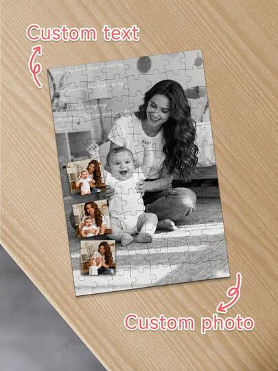 1pc Customized Photo Puzzle, Personalized Mother's Day Photo Puzzle, Photo Customized Puzzle, Complete The Puzzle With Your Favorite Photos, Mother's Day Gift, Birthday Gift, Anniversary Gift, Couple Gift, Home Decor, Collectible, Reusable, Cute, High Quality, Birthday Gift, Wedding Anniversary, Graduation Memento, Mother's Day Father's Day Gift