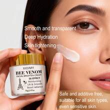 Xioimy 70克五重滋养面霜，蕴含蜂毒、烟酰胺、泛醇和透明质酸——紧致、提亮、保湿三效合一，适合所有肤质，深层补水，令肌肤柔滑细腻——优雅包装，男女皆宜的蛋白质护肤品 - 白色 - 查看 3
