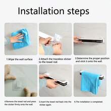 Juego de accesorios de baño, cepillo de inodoro de material de silicona de lujo transpirable, estante para zapatillas, toallero, jabonera, organizador triangular, estante de almacenamiento rectangular, solución todo en uno, instalación sin taladrar - 296-Gris - Ver 7