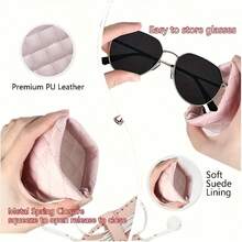 Portable Compressible Glasses Case For Men And Women - Multi-Functional PU Leather Storage Bag. Can Store Glasses, Mobile Phones, Coins, Eye Masks, Makeup Brushes. Suitable As A Makeup Bag, Storage Bag, Or Large-Capacity Cosmetic Organizer. - 白色 - 查看 7