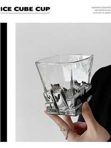 1 pieza Vaso de cristal para cóctel de 10*8.7cm, edición limitada, artístico, vaso de lujo creativo, copa de cristal, vaso de whisky de alta gama, color plateado espacial - Multicolor - Ver 2